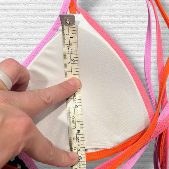 Victoria’s Secret Bikini Set Strappy Cheeky Pebble Dot Print Triangle Neon Small - Picture 4 of 10